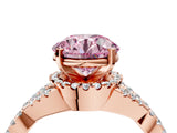Rose gold Fancy Pink Round Cut Diamond  Halo Twist Band Solitaire Prong Setting Ring_46