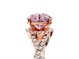Rose gold Fancy Pink Round Cut Diamond  Halo Twist Band Solitaire Prong Setting Ring_53