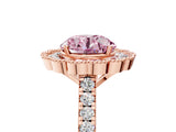 Rose gold Fancy Pink Round  Cut Diamond Milgrain Floral Halo Engagement Ring with Pavé Band_20