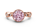 Rose gold Fancy Pink Round  Cut Diamond Milgrain Marquise Band with Prong Setting_3