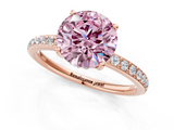 Rose gold Fancy Pink Round  Cut Diamond Pavé Band Ring with Four-Prong Setting_1