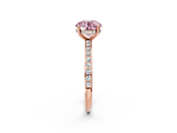 Rose gold Fancy Pink Round  Cut Diamond Pavé Band Ring with Four-Prong Setting_2
