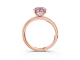 Rose gold Fancy Pink Round  Cut Diamond Pavé Band Ring with Four-Prong Setting_3