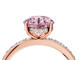 Rose gold Fancy Pink Round  Cut Diamond Pavé Band Ring with Four-Prong Setting_4