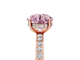 Rose gold Fancy Pink Round  Cut Diamond Pavé Band Ring with Four-Prong Setting_5