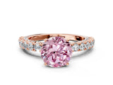 Rose gold Fancy Pink Round Cut Diamond Pavé Band Solitaire Ring with Prong Setting_16