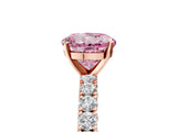 Rose gold Fancy Pink Round Cut Diamond Pavé Band Solitaire Ring with Prong Setting_21