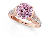 Rose gold Fancy Pink Round  Cut Diamond Pavé Band Solitaire with Four-Prong Setting_16