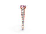 Rose gold Fancy Pink Round  Cut Diamond Pavé Band Solitaire with Four-Prong Setting_17