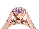 Rose gold Fancy Pink Round  Cut Diamond Pavé Band Solitaire with Four-Prong Setting_19