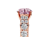 Rose gold Fancy Pink Round  Cut Diamond Pavé Band Solitaire with Four-Prong Setting_20