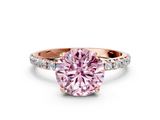 Rose gold Fancy Pink Round  Cut Diamond Pavé Band Solitaire with Four-Prong Setting_3