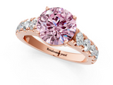 Rose gold Fancy Pink Round  Cut Diamond Pavé Band Solitaire with Four-Prong Setting_4