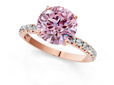 Rose gold Fancy Pink Round  Cut Diamond Pavé Band Solitaire with Four-Prong Setting_4