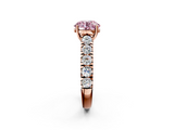 Rose gold Fancy Pink Round  Cut Diamond Pavé Band Solitaire with Four-Prong Setting_5