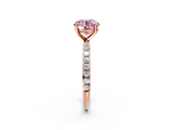 Rose gold Fancy Pink Round  Cut Diamond Pavé Band Solitaire with Four-Prong Setting_5