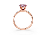 Rose gold Fancy Pink Round  Cut Diamond Pavé Band Solitaire with Four-Prong Setting_6