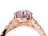 Rose gold Fancy Pink Round  Cut Diamond Pavé Band Solitaire with Four-Prong Setting_7