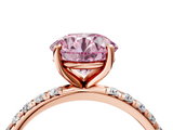 Rose gold Fancy Pink Round  Cut Diamond Pavé Band Solitaire with Four-Prong Setting_7