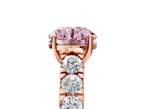 Rose gold Fancy Pink Round  Cut Diamond Pavé Band Solitaire with Four-Prong Setting_8