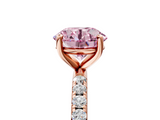 Rose gold Fancy Pink Round  Cut Diamond Pavé Band Solitaire with Four-Prong Setting_8