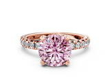 Rose gold Fancy Pink Round  Cut Diamond Pavé Band with Four-Prong Setting