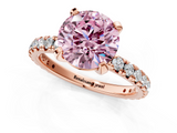 Rose gold Fancy Pink Round  Cut Diamond Pavé Band with Four-Prong Setting_1