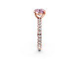 Rose gold Fancy Pink Round  Cut Diamond Pavé Band with Four-Prong Setting_2