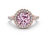 Rose gold Fancy Pink Round Cut Diamond Pavé Halo Ring with Four-Prong Setting_17