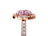 Rose gold Fancy Pink Round Cut Diamond Pavé Halo Ring with Four-Prong Setting_22