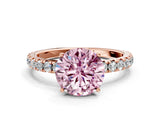 Rose gold Fancy Pink Round Cut Diamond Pavé Solitaire Engagement Ring with Four-Prong Setting_17