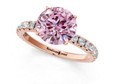 Rose gold Fancy Pink Round Cut Diamond Pavé Solitaire Engagement Ring with Four-Prong Setting_18