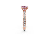 Rose gold Fancy Pink Round Cut Diamond Pavé Solitaire Engagement Ring with Four-Prong Setting_19