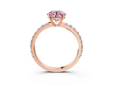 Rose gold Fancy Pink Round Cut Diamond Pavé Solitaire Engagement Ring with Four-Prong Setting_20