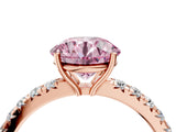 Rose gold Fancy Pink Round Cut Diamond Pavé Solitaire Engagement Ring with Four-Prong Setting_21