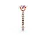 Rose gold Fancy Pink Round Cut Diamond Pavé Solitaire Ring with Round Band and Prong Setting_14
