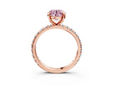 Rose gold Fancy Pink Round Cut Diamond Pavé Solitaire Ring with Round Band and Prong Setting_15
