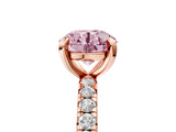 Rose gold Fancy Pink Round Cut Diamond Pavé Solitaire Ring with Round Band and Prong Setting_17