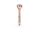 Rose gold Fancy Pink Round Cut Diamond Pavé Solitaire Ring with Round Band and Prong Setting_26