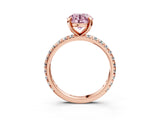 Rose gold Fancy Pink Round Cut Diamond Pavé Solitaire Ring with Round Band and Prong Setting_27