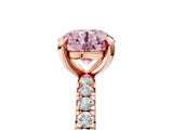 Rose gold Fancy Pink Round Cut Diamond Pavé Solitaire Ring with Round Band and Prong Setting_29