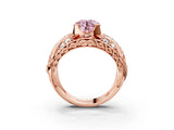 Rose gold Fancy Pink Round Cut Diamond Pave Art Deco Split Shank Ring with Four-Prong Setting_3