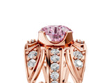 Rose gold Fancy Pink Round Cut Diamond Pave Art Deco Split Shank Ring with Four-Prong Setting_5