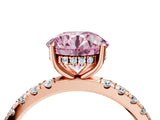 Rose gold Fancy Pink Round Cut Diamond Pave Band Solitaire Ring with Four-Prong Setting_21