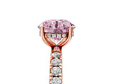 Rose gold Fancy Pink Round Cut Diamond Pave Band Solitaire Ring with Four-Prong Setting_22