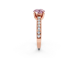 Rose gold Fancy Pink Round  Cut Diamond Pave Band with Four-Prong Setting_2