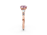Rose gold Fancy Pink Round  Cut Diamond Ring with Baguette Side Stones, Channel Set Band, and Four-Prong Setting_2