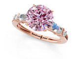 Rose gold Fancy Pink Round  Cut Diamond Ring with Baguette Side Stones, Channel Set Band, and Four-Prong Setting_37