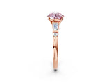 Rose gold Fancy Pink Round  Cut Diamond Ring with Baguette Side Stones, Channel Set Band, and Four-Prong Setting_38