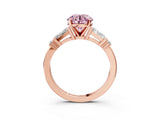 Rose gold Fancy Pink Round  Cut Diamond Ring with Baguette Side Stones, Channel Set Band, and Four-Prong Setting_39